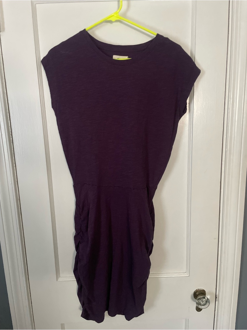 Pact Women's Deep Purple Ruched Midi Dress Women’s Size Small